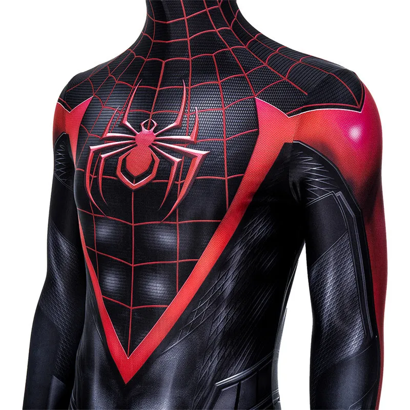Spider-Man: Miles Morales Cosplay Costume Spiderman 2 PS5 Suit Halloween Black Jumpsuit