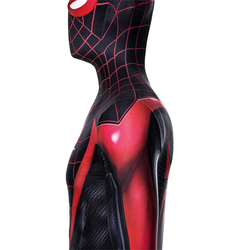 Spider-Man: Miles Morales Cosplay Costume Spiderman 2 PS5 Suit Halloween Black Jumpsuit