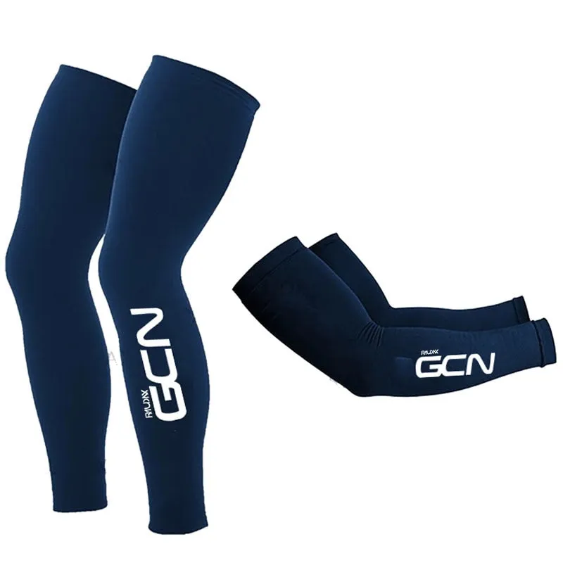 Team Raudax Gcn Leg Warmers Black UV Tection Raudax Gcn Cycling Arm Warmer Breathable Bicycle Running Racing MTB Bike Leg Sleeve