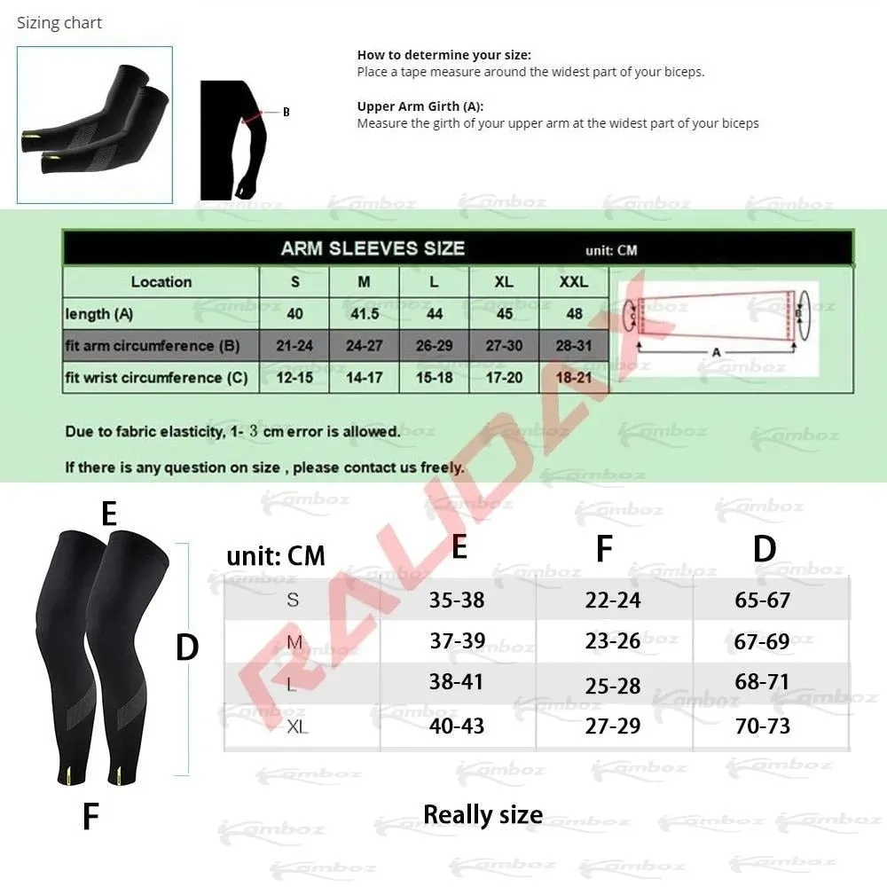 Team Raudax Gcn Leg Warmers Black UV Tection Raudax Gcn Cycling Arm Warmer Breathable Bicycle Running Racing MTB Bike Leg Sleeve