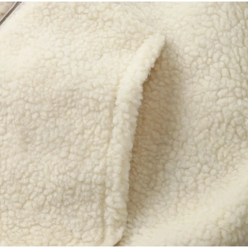 Teddy Fleece Jacket for Women Fake Lamb Wool Jacket Cozy Oversized High Collar Zip-up Coat Fuzzy Winter Outerwear