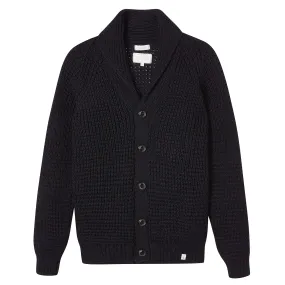 Waffle Shawl Cardigan Navy