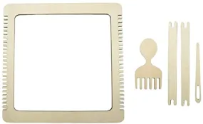 Whittlewud Pack of 4 Weaving Loom 1 Frame with 2 Needle, 1 Comb (11 x 0.98 Inch) Wooden Multi-Craft Weaving Loom Arts & Crafts Develops Creativity Weaving Frame Loom with Stand for Beginner
