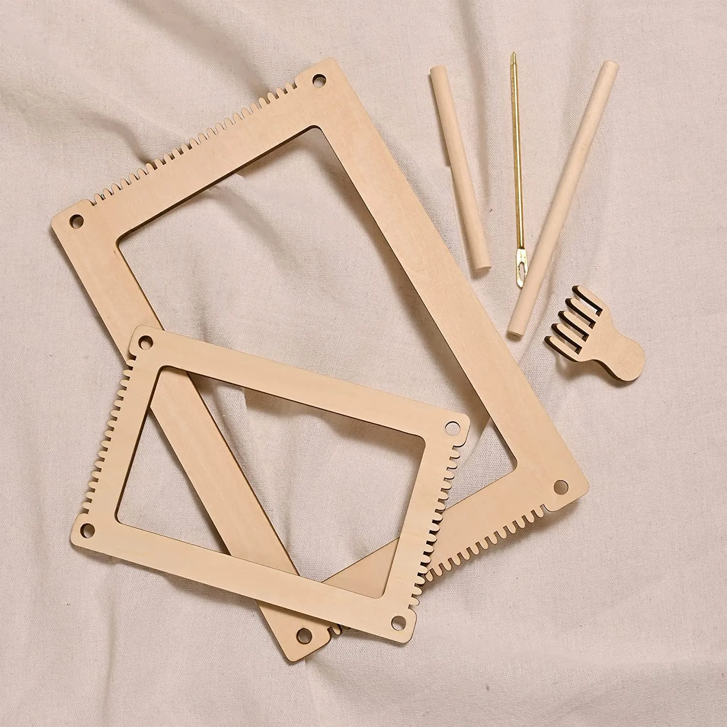 Whittlewud Set of 2 (11.9 x 7.8In) & (8 x 5.2In) Weaving Looms Mini Loom with Weaving Needle Wooden DIY Weaving Loom for Kids, Small Weaving Loom for Adult Multi-Craft Knitting