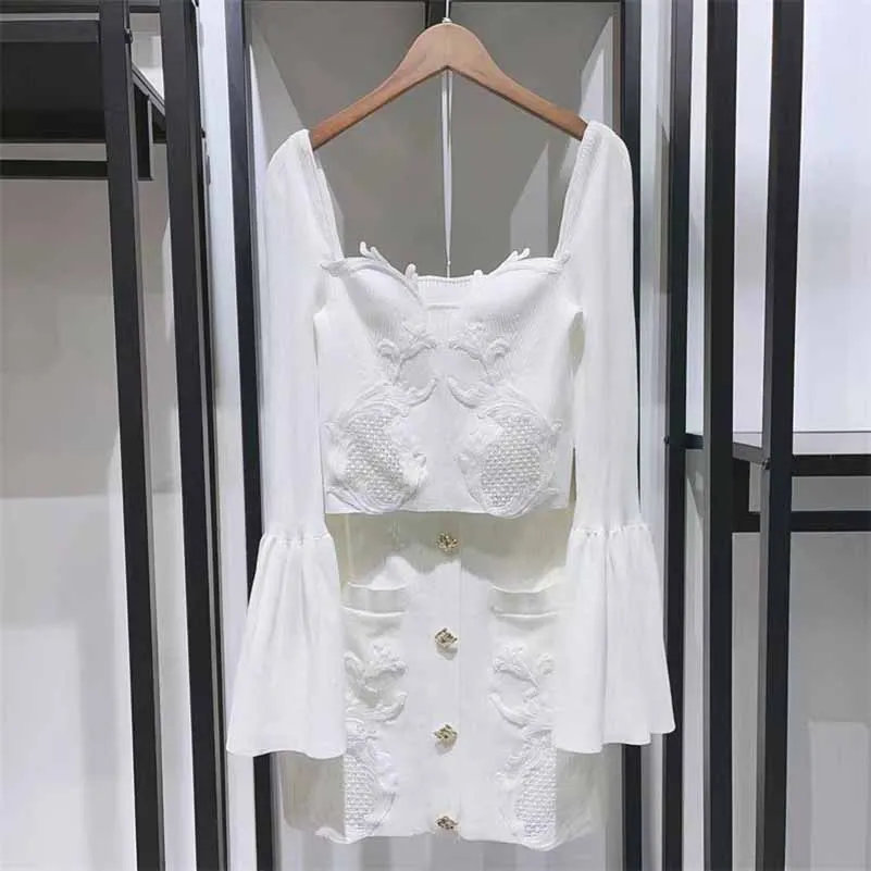 Women 2 Pieces Skirt Suit Knitted Top   Mid-High Rise Mini Skirt Suit