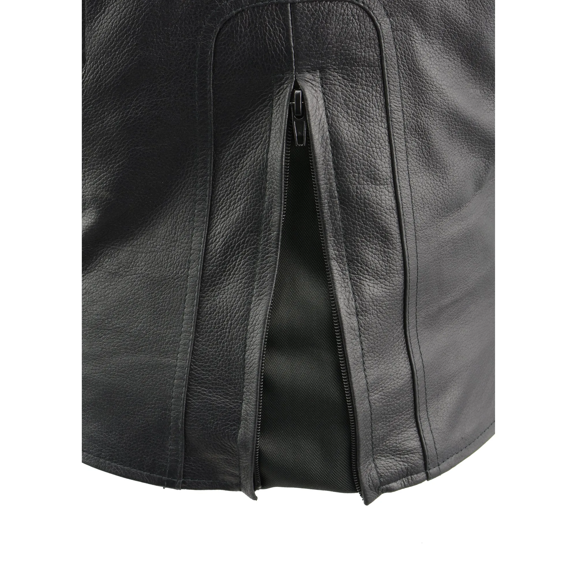 Women Black 3/4 Hooded Leather Jacket with Side Stetch Fit