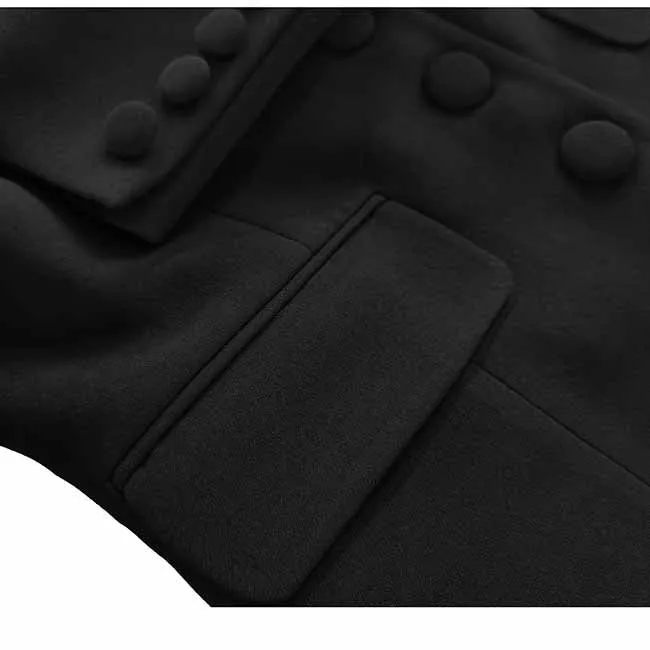 Women Black Suits 2 Piece Fashion Skirt Suits Black Coat With Pocket Business Suits