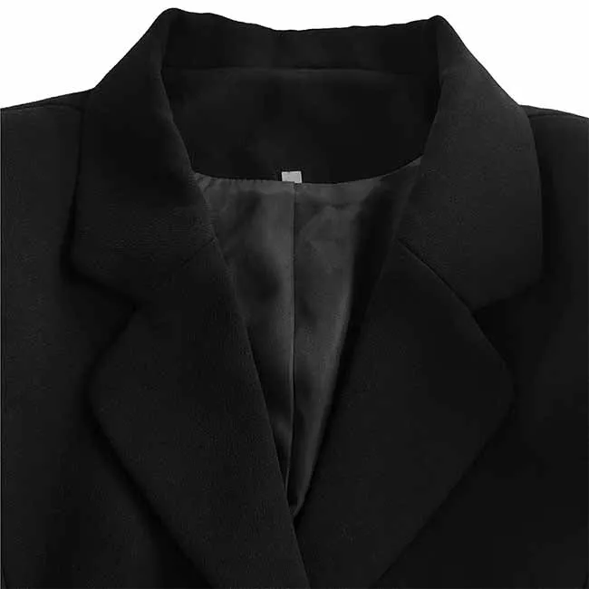 Women Black Suits 2 Piece Fashion Skirt Suits Black Coat With Pocket Business Suits
