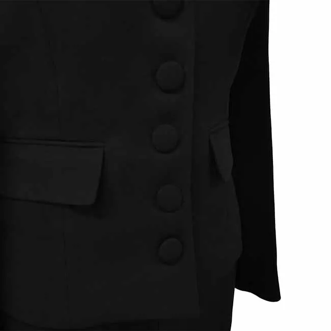 Women Black Suits 2 Piece Fashion Skirt Suits Black Coat With Pocket Business Suits