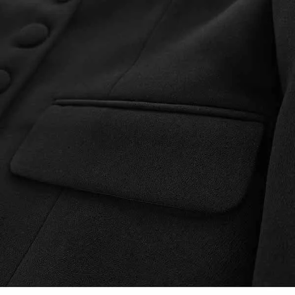 Women Black Suits 2 Piece Fashion Skirt Suits Black Coat With Pocket Business Suits