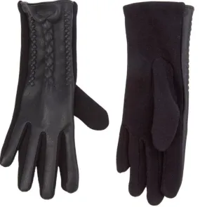 Women's Black Faux Leather Gloves | Mambas