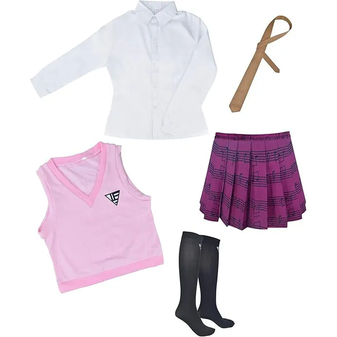 Women's Kaede Akamatsu Cosplay Costume Pink Uniform US Size Cosplay Costume Outfit Vest Skirt Set with Socks