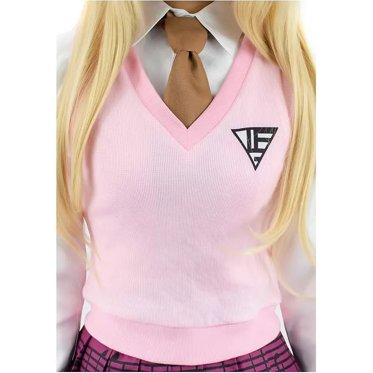 Women's Kaede Akamatsu Cosplay Costume Pink Uniform US Size Cosplay Costume Outfit Vest Skirt Set with Socks