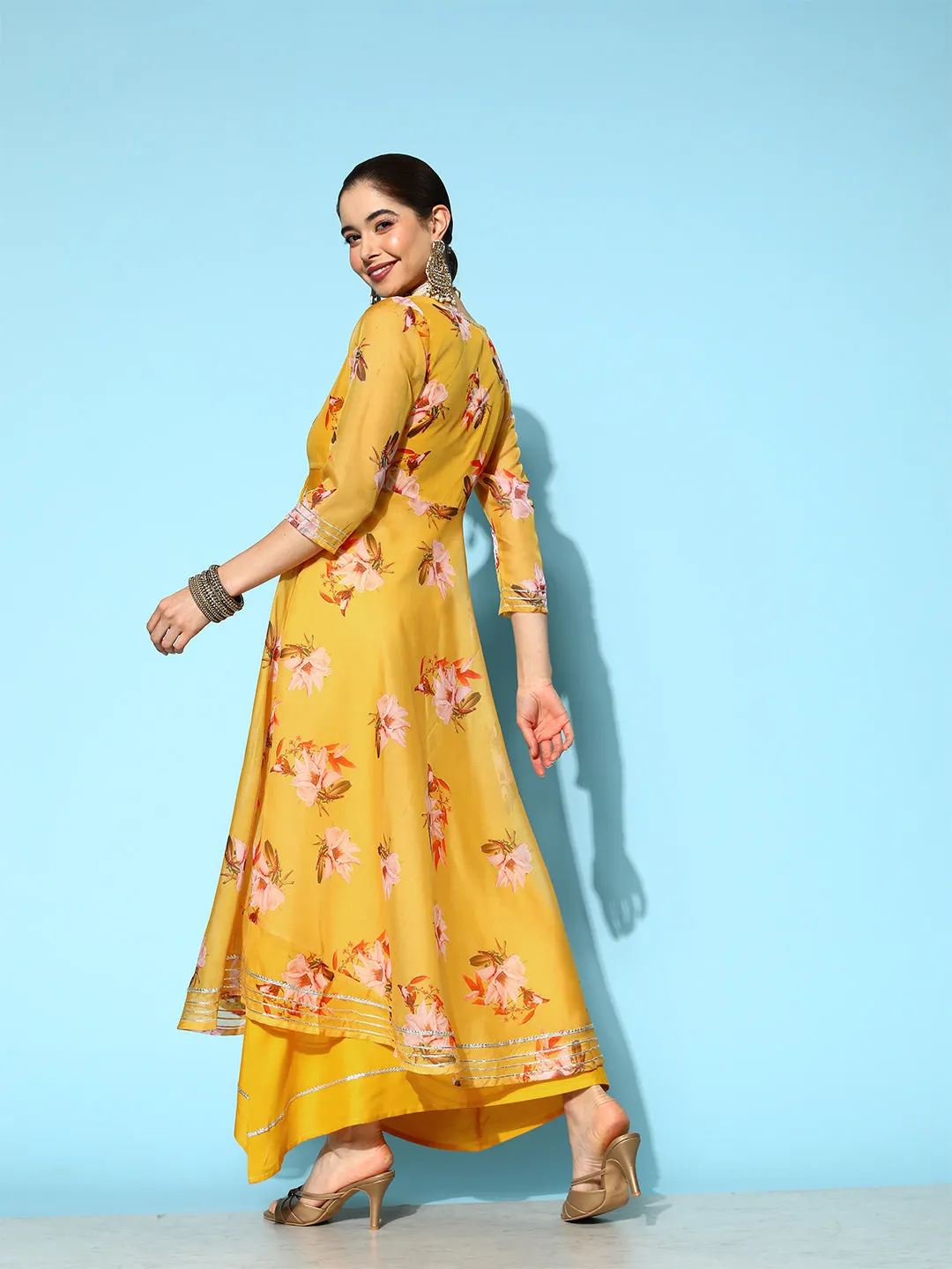 Yellow Floral Dress With Jacket
