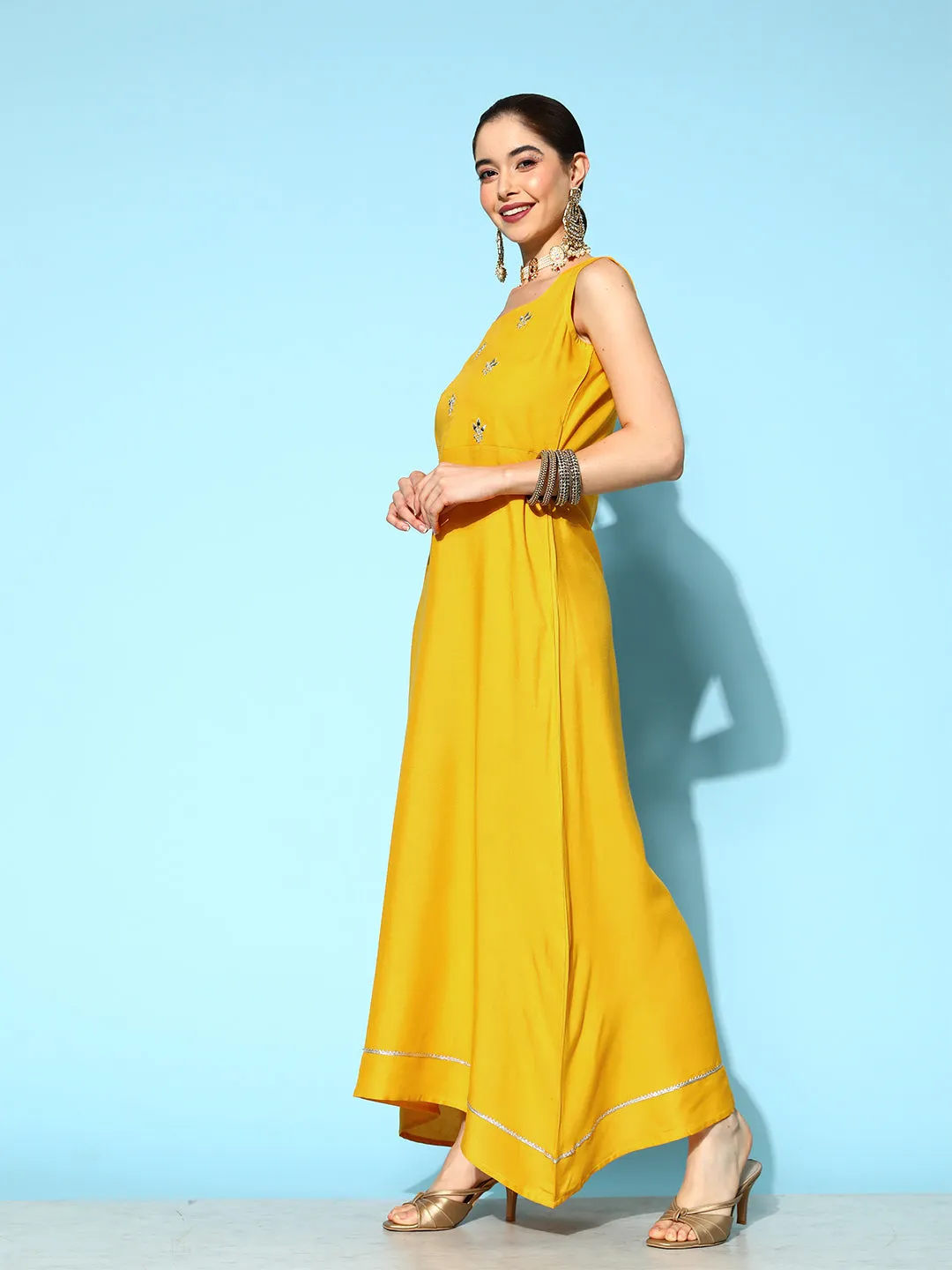 Yellow Floral Dress With Jacket